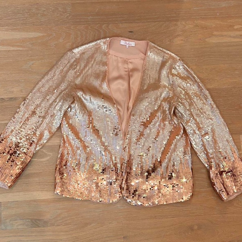 Parker Rose Gold Sequin Bomber Jacket